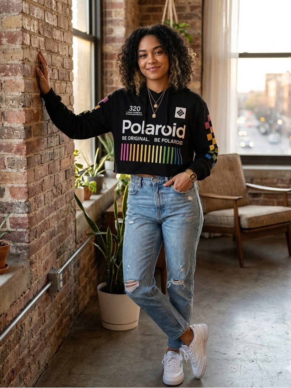Original 320 Land Camera Vintage Rare Polaroid
Hoodie Cropped Hoodie Sweater - S